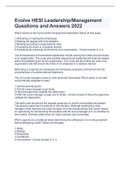 HESI Leadership/Management Questions and Answers