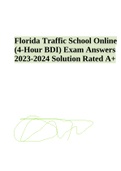 Florida Traffic School Online (4-Hour BDI) Exam Answers 2023-2024 Solution Rated A+