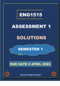 ENG1515 ASSESSMENT 1 EXPLANATIONS AND SOLUTIONS ( SEMESTER 1) 2023