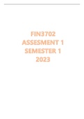 FIN3702 Assesment 1 Semester 1 2023