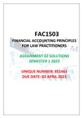 FAC1503 ASSIGNMENT 02 SOLUTIONS, SEMESTER 1, 2023