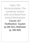 The microcirculation, the lymphatic system and local blood flow control mechanisms,