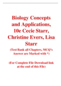 Biology Concepts and Applications, 10e Cecie Starr, Christine Evers, Lisa Starr (Test Bank)