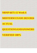 NRNP 6675-15 Week 6 MIDTERM EXAM 2023/2024 ACTUAL QUESTIONS AND ANSWERS VERIFIED 100%