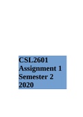 CSL2601 Assignment 1 Semester 2 2020