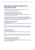 Med Surg Final HESI Practise Test  Examination 2023