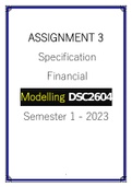 2023 - ASSIGNMENT 3 Specification Financial Modelling DSC2604 Semester 1