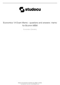 Economics 1A Exam Memo - questions and answers memo for Bcomm MBM