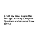 BIOD 152 Final Exam 2023 – Portage Learning (Complete Questions and Answers Score 100%)
