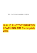 Unit 10 PHOTOSYNTHESIS LEARNING AIM C complete 2023