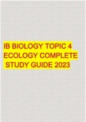 IB SL  BIOLOGY TOPIC 4 ECOLOGY COMPLETE  STUDY GUIDE 2023