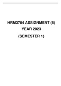 HRM3704 ASSIGNMENT 5  year 2023  (semester 1) suggested solutions