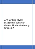 APA writing styles (Academic Writing) (Latest Update) Already Graded A+