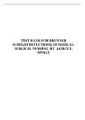 TEST BANK FOR BRUNNER SUDDARTHSTEXTBOOK OF MEDICALSURGICAL NURSING BY JANICE L. HINKLE