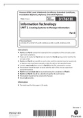 BTEC Information Technology Unit 2 , Part B 2022 paper