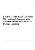 BIOD 171 Final Exam (Essential Microbiology) Questions with Answers Graded 100/100 2023 – Portage Learning