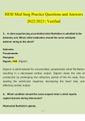 HESI Med Surg Practice Questions and Answers 2022/2023 (Verified Answers by Expert)