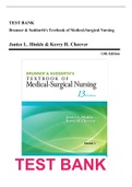 Test bank Brunner Suddarth's textbook of Medical Surgical Nursing 13th, 14th and 15th  Edition  Hinkle  COMPLETE 