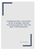 Testtheorie samenvatting boek 'inleiding in de theorie van de psychologische test en zijn toepassingen' 