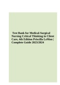 Test Bank for Medical-Surgical Nursing Critical Thinking in Client Care, 4th Edition Priscilla LeMon 2023