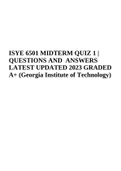 ISYE 6501 MIDTERM QUIZ 1 | QUESTIONS AND ANSWERS LATEST UPDATED 2023 GRADED A+.