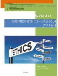 WVES 311 GAG 2014: SU4 &5 - Business Ethics