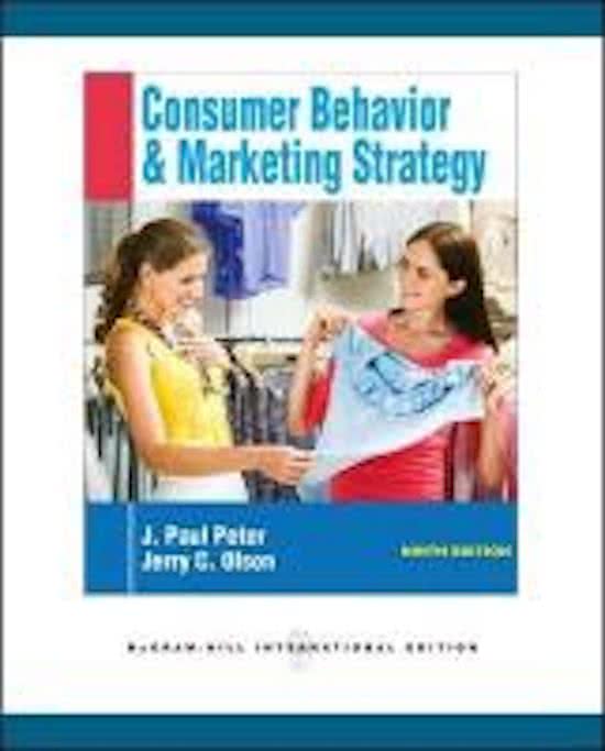 Summary Consumer Behavior & Marketing Strategy (H 1 t/m 13) plus begrippenlijst