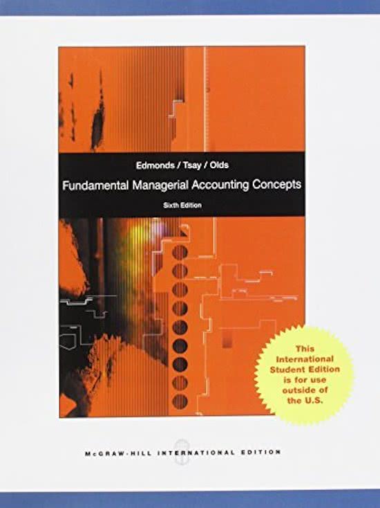 Management Accounting McGraw-Hill Higher Education, samenvatting, 