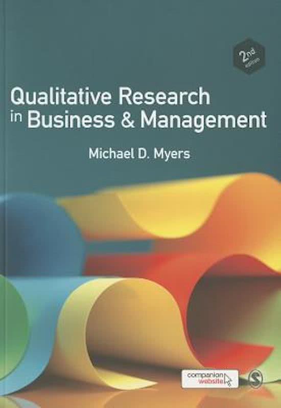 Qualitative Research in Business and Management, VU Chapter 2,3,4,7,8,6,10,11,12,13