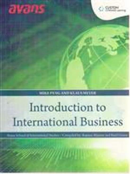 Book: Mike Peng and Klaus Meyer – Introduction to International Business, Summary Q2
