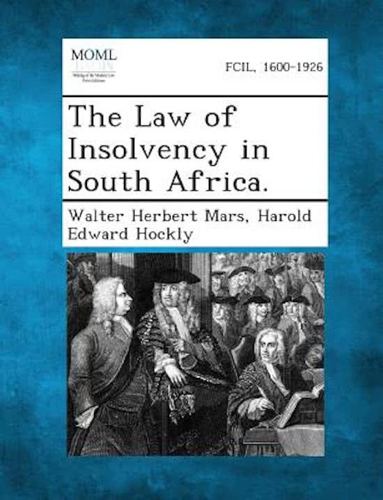 Law of insolvency: The legal position of the insolvent person